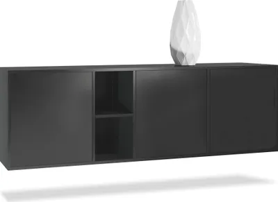 Produktbild von Vladon Cuba Sideboard, Modern, Schwarz matt, 182x53x35 cm, MDF, Push-to-Open