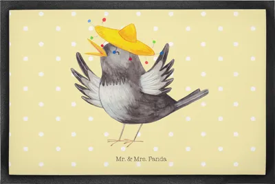 Produktbild von Mr. & Mrs. Panda fußmatte Rabe Sombrero 50 x 75 cm - Gelb Pastell - Geschenk, Motivation, Schmutzfangmatte, Vögel, Gummimatte, Fußabtreter, Lustige Sprüche, Elster, Vogel