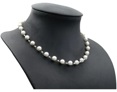 Produktbild von Perlenkette Kette Collier Halskette aus Muschelkernperlen Perlen creme-weiß Damen