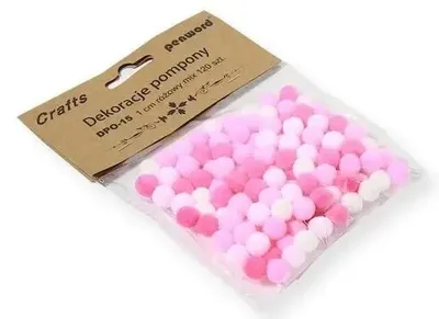 Immagine prodotto di Decorazioni pompon 1 cm, assortimento rosa, 120 pezzi - Penword