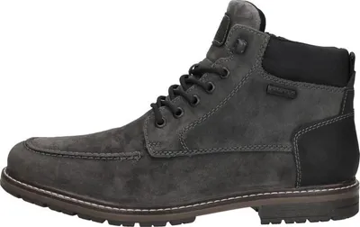 A side view of a single boot against a white background.