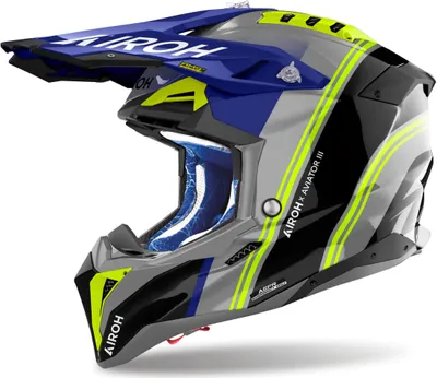 Produktbild von Airoh Aviator 3 Hima Motocross Helm, blau/gelb, S (55/56)
