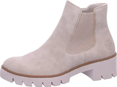 Produktbild von Rieker Damen Chelsea Boot Elastikeinsatz Stiefelette Profilsohle X5772, Größe:39 EU, Farbe:Beige