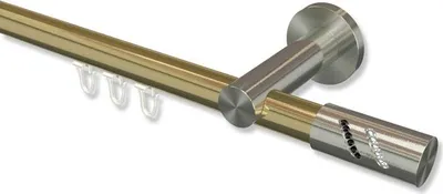 Produktbild von Interdeco Innenlaufstange, Gardinenstange mit Innenlauf Messing-Optik / Edelstahl-Optik Modell Platon Zoena, 20 mm Ø 1-läufig, 600 cm (geteilt)