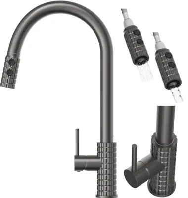 Obrázek produktu pro Granitan - Kuchyňská baterie - Dřezová baterie výška 41 cm - Vodovodní baterie gun grey - SNAKE