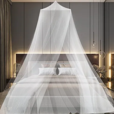 Immagine prodotto di Zanzariera per letto matrimoniale, grande, bianca, per la camera da letto