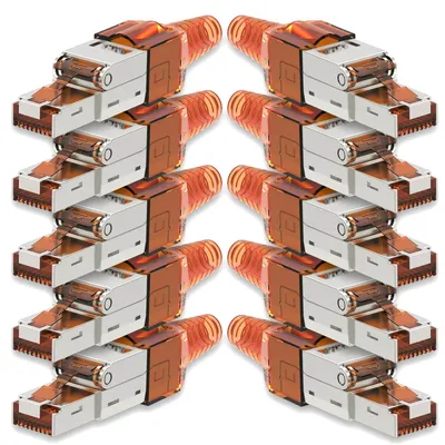 Produktbild von 10x Netzwerkstecker CAT 7 Werkzeuglos RJ45 Netzwerk Metall Stecker Verlegekabel