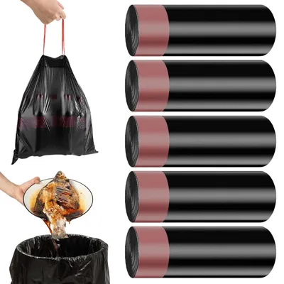 Immagine prodotto di Sacchi per rifiuti da 40 litri, confezione da 100 pezzi, con coulisse, resistenti allo strappo, neri, per la cucina