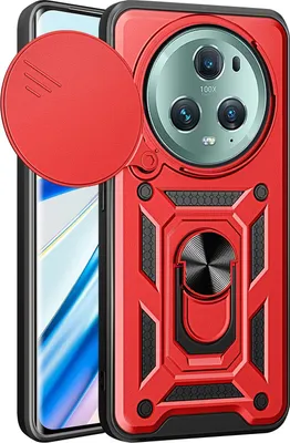 Produktbild von Hülle für Honor Magic5 Lite Magnetische Ring Ständer Halter Dia Kameraschutz TPU Bumper Silikon Schutzhülle Rot