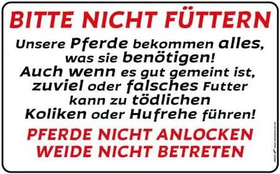 Produktbild von Schild - Pferde...Bitte nicht füttern... Weide nicht betreten - Gr. ca. 40 x 25 cm -  308629