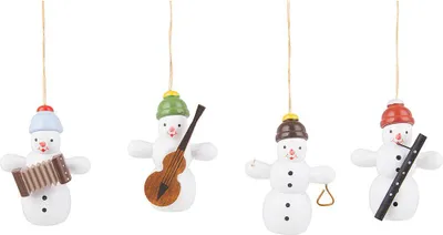 Productafbeelding van Kerstornament sneeuwpop-kwartet (6 cm) van Zenker Volkskunst