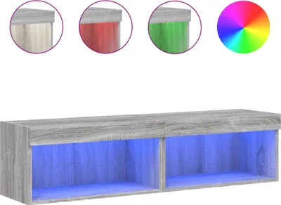 Produktbild von vidaXL TV-Schränke mit LED-Leuchten 2 Stk. Grau Sonoma 60x30x30 cm