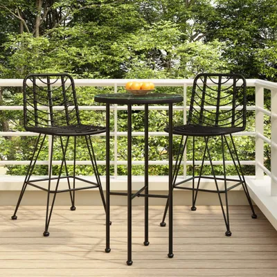 Immagine prodotto di The Living Store Sgabello da bar 2 pezzi nero 45x56x103,5 cm PE rattan e acciaio