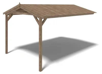 Image de Avant-toit en bois 4x2.76m pour le chalet de jardin 4m, traité, marron - DOS194 - ALTANKA