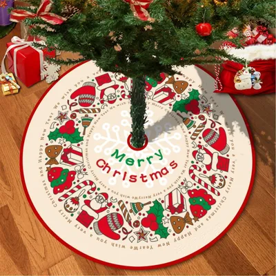 Weihnachtsbaumrock 90 cm, Plüsch, rund, Weihnachtsmann-Motiv