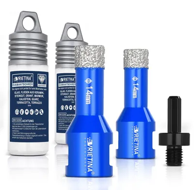 Produktbild von 【14mm+14mm+M14 HEX Adapter】 Diamant Fliesenbohrer Set M14 Diamantbohrer Glasbohrer Nass- / Trocken Bohrkrone für Winkelschleifer, Diamant Lochsäge