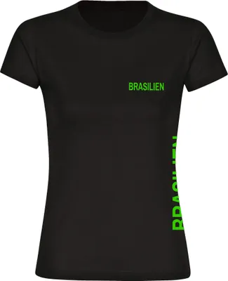 Produktbild von multifanshop Damen T-Shirt - Brasilien - Brust & Seite, schwarz-1, Größe L