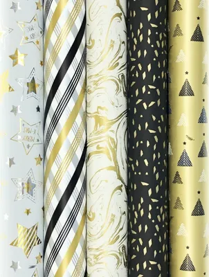Produktbild von TOUCH OF GOLD 2 – Geschenkpapier – Weihnachtspapier – 200 x 70 cm – 5 Rollen
