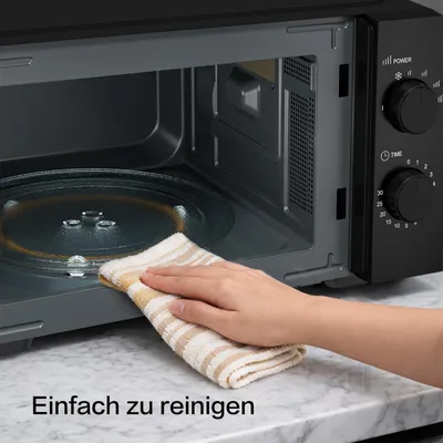Produktbild von Galanz Mikrowelle 20L Schwarz 700W mit Auftaufunktion, 6 Leistungsstufen und Glasdrehteller