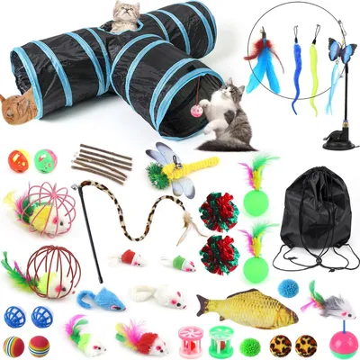 Produktbild von Interaktive Katzenspielzeugset mit Faltbaren Tunneln für Katzen und Kleine Haustiere