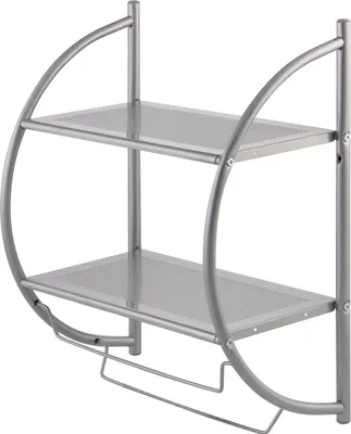 Image de bremermann Étagère de salle de bains 2en1, 2 étagères, 2 porte-serviettes, 44,5 x 54,5 x 25 cm, gris