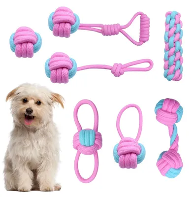 Productafbeelding van 7 stuks trekspeelgoed hond