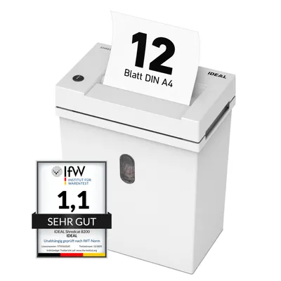 Produktbild von IDEAL Shredcat 8200 CC – Leiser Aktenvernichter für sicheres Schreddern zu Hause