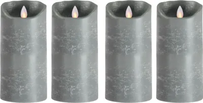 Produktbild von Sompex Flame LED Echtwachskerzen 4er Set grau 18cm
