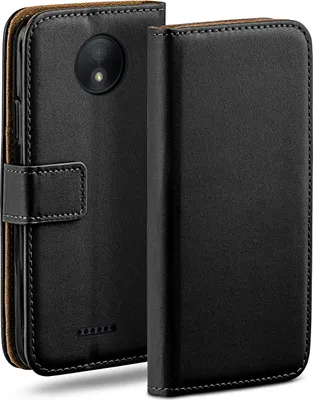 Produktbild von moex® Book Case kompatibel mit Motorola Moto C - Hülle 360 Grad klappbar, Schwarz