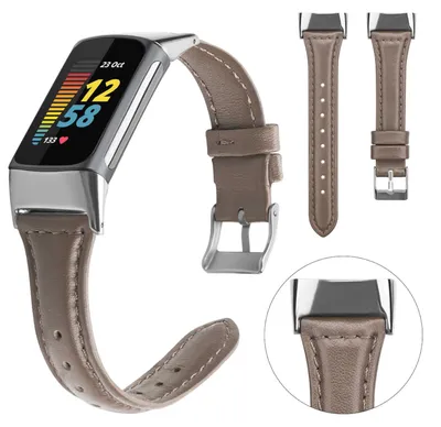 Obrázok produktu pre Pre Fitbit Charge 6 / 5 kožené hodinky Smart Sport Strap D-Brown Veľkosť: S Príslušenstvo