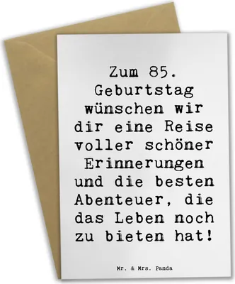 Produktbild von Mr. & Mrs. Panda Grußkarte Spruch 85. Geburtstag - Weiß - Geschenk, Grußkarten, osterkarten, magische Momente, osterkarte, Happy Birthday, Feier, Erinnerung, Glückwunsch