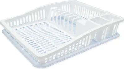 Zdjęcie produktu dla Ociekacz z tacką 39x30x8cm DUNYA biały/antracytowy