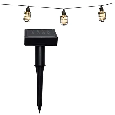 Produktbild von Grundig Solar Lichterkette Gartenleuchte 10 LED-Laternen 12 Lumen Warmweißes Licht inkl. Solarpanel Batterielebensdauer 86 Stunden Schwarz