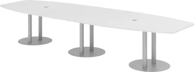 Produktbild von bümö Konferenztisch groß KT40 - Nachbildung: Weiß, tischfuss: Säule in Silber