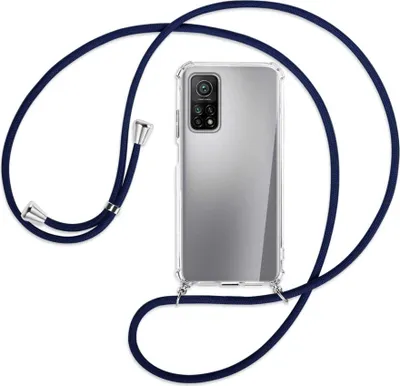 Produktbild von Handykette Backcover-Schutzhülle mit Band (Metall silberfarben) für Xiaomi Mi 10T (Pro) 5G - dunkelblau