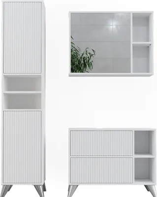 Produktbild von Badmöbel-Set Vicco Leano Weiß 80 cm, Set 3, Model 53260