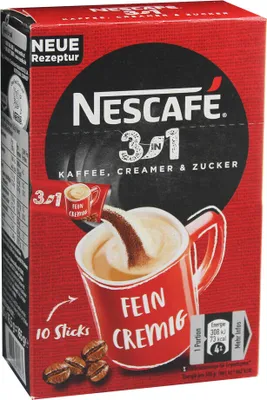 Produktbild von Nescafé 3in1 Sticks, Instantkaffee mit Creamer und Zucker, Instant Kaffee, 10 Portionssticks