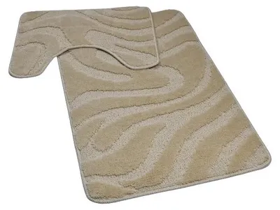 Zdjęcie produktu dla Zestaw 2 dywaników łazienkowych z wycięciem na toaletę, Venus 50x80 + 40x50, kolor ecru