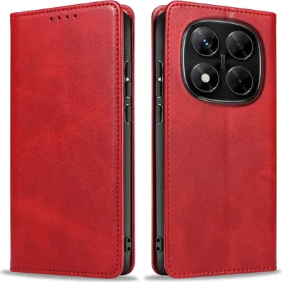 Produktbild von Handyhülle für Xiaomi Redmi Note 14 Pro Kunstleder Flip Cover Hülle Handytasche Case Kartenfach Farbe: Rot