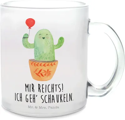 Produktbild von Mr. & Mrs. Panda Häferl Kaktus Luftballon - Transparent - Geschenk, Teeglas, Freude, Teetasse, Kakteen, Freund, Ausbildung, Tee Tasse, Pott, getränkebecher, Motivtasse