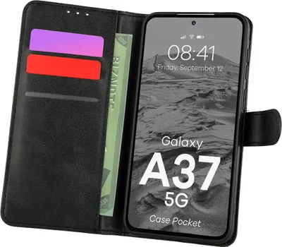 Produktbild von Handyhülle mit Klappe für Galaxy A37 5G, Bizon Case Pocket, Schwarz
