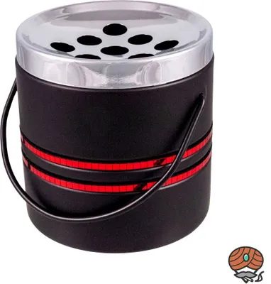 Produktbild von Hauser Metall Aschenbecher, Chrome/Schwarz mit roten Glitterstreifen, 9cm