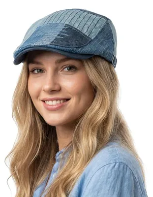 Zdjęcie produktu dla Czapka typu "beanie" męska, patchwork, bawełna, jasnoniebieska, uniwersalny rozmiar