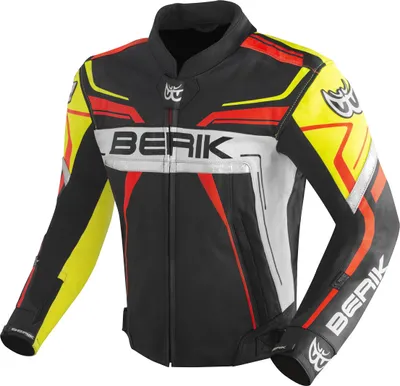 Produktbild von Berik Absolute Race Motorrad Lederjacke, schwarz/neon-gelb/neon-rot/weiß, 50