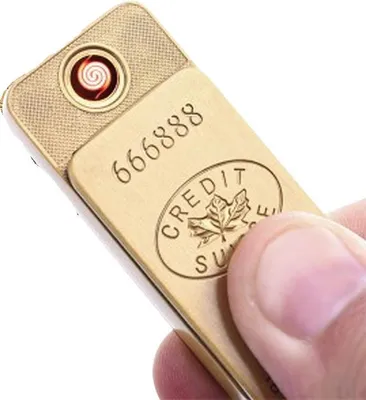 Produktbild von USB Elektro Feuerzeug Wiederaufladbar Sturmfeuerzeug Glühspirale Gold