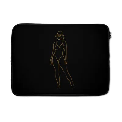 Produktbild von MuchoWow® Laptop Hülle 14 ZollSonnenbrille - Schwarz - Gold - Linienkunst Laptoptasche - Laptoptasche - Stoßsicher - Schutzhaube
