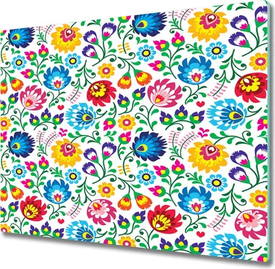 Imagen del producto de Placa de vitrocerámica para encimera, 60x52 cm. Protector de salpicaduras de vidrio. Tabla de cortar de vidrio. Diseño étnico