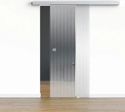 Produktbild von Pertura Glasschiebetür Komplettset Glera Ripple 02 900x2175 mm Rechts inkl. Beschlag Selir Aluminium natur,Griffmuschel