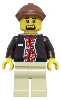 Obrázek produktu pro LEGO Minifigurka: Taxikář - Muž, tmavě hnědá bunda přes červenou košili (cty1953)