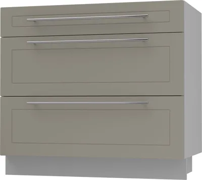 Produktbild von Schubladenunterschrank KVANTUM Vollauszug 90cm Korpus- & Frontfarbe wählbar (Q-D3A/90),beige matt,grau